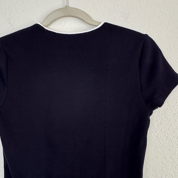 Tommy Hilfiger Navy Blue Square Neck Ribbed Knit Top White Trim S - Picture 5 of 7